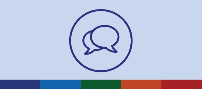 An icon showing speech bubbles representing communication.