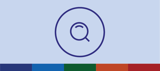 Icon of a magnifying glass representing an item to be searcher for or looked at in close detail.